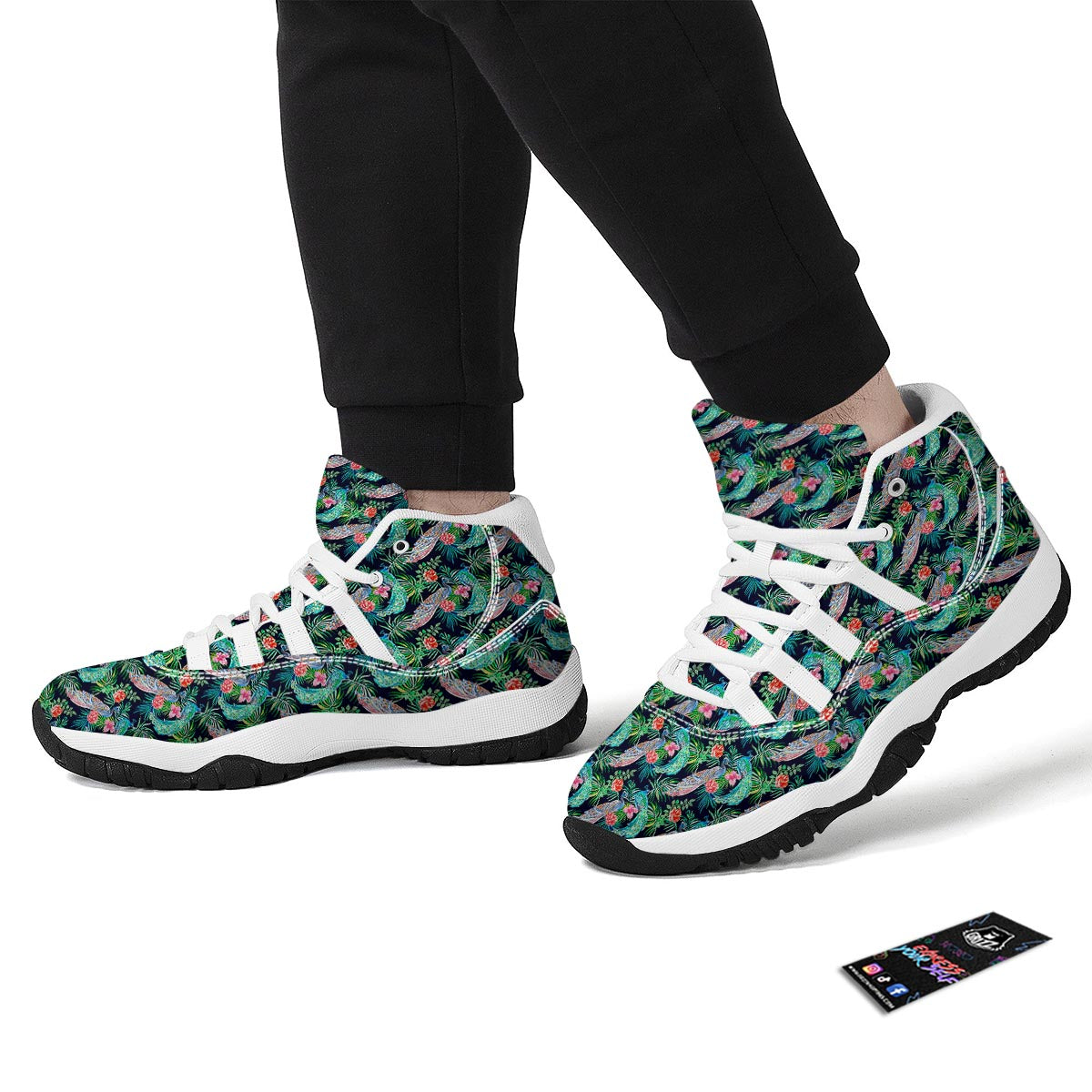 Tropical Peacock White Bball Shoes-grizzshop