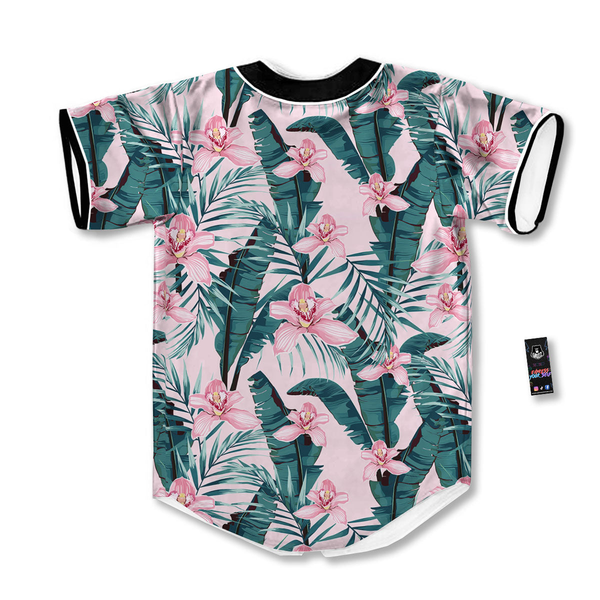 Tropical Pink Hawaiian Print Pattern Baseball Jersey-grizzshop