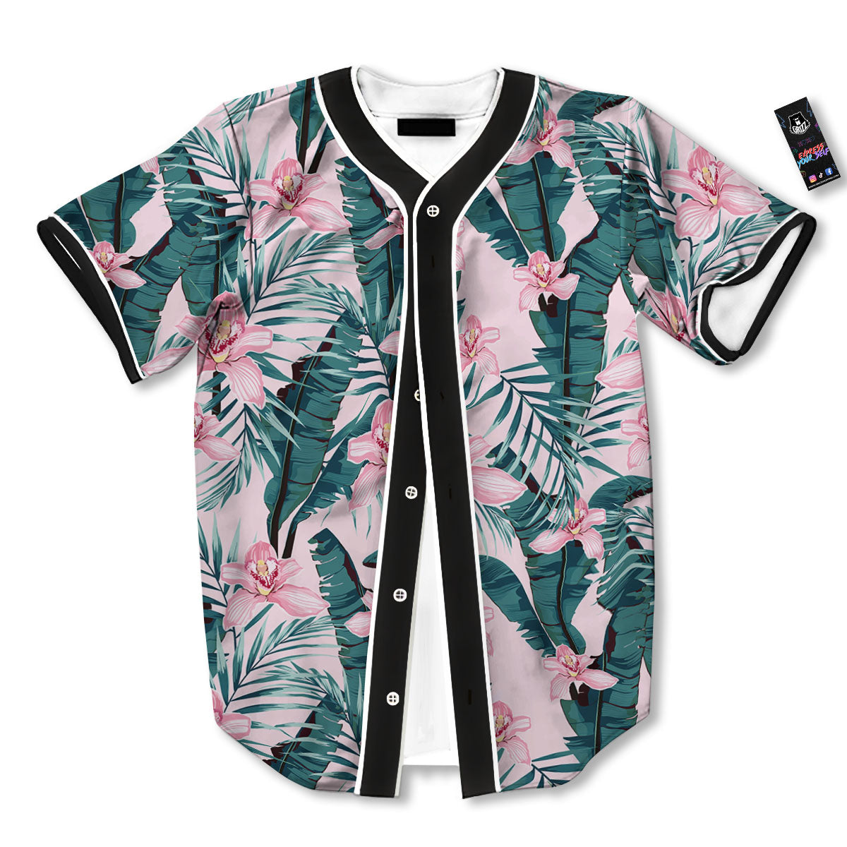 Tropical Pink Hawaiian Print Pattern Baseball Jersey-grizzshop