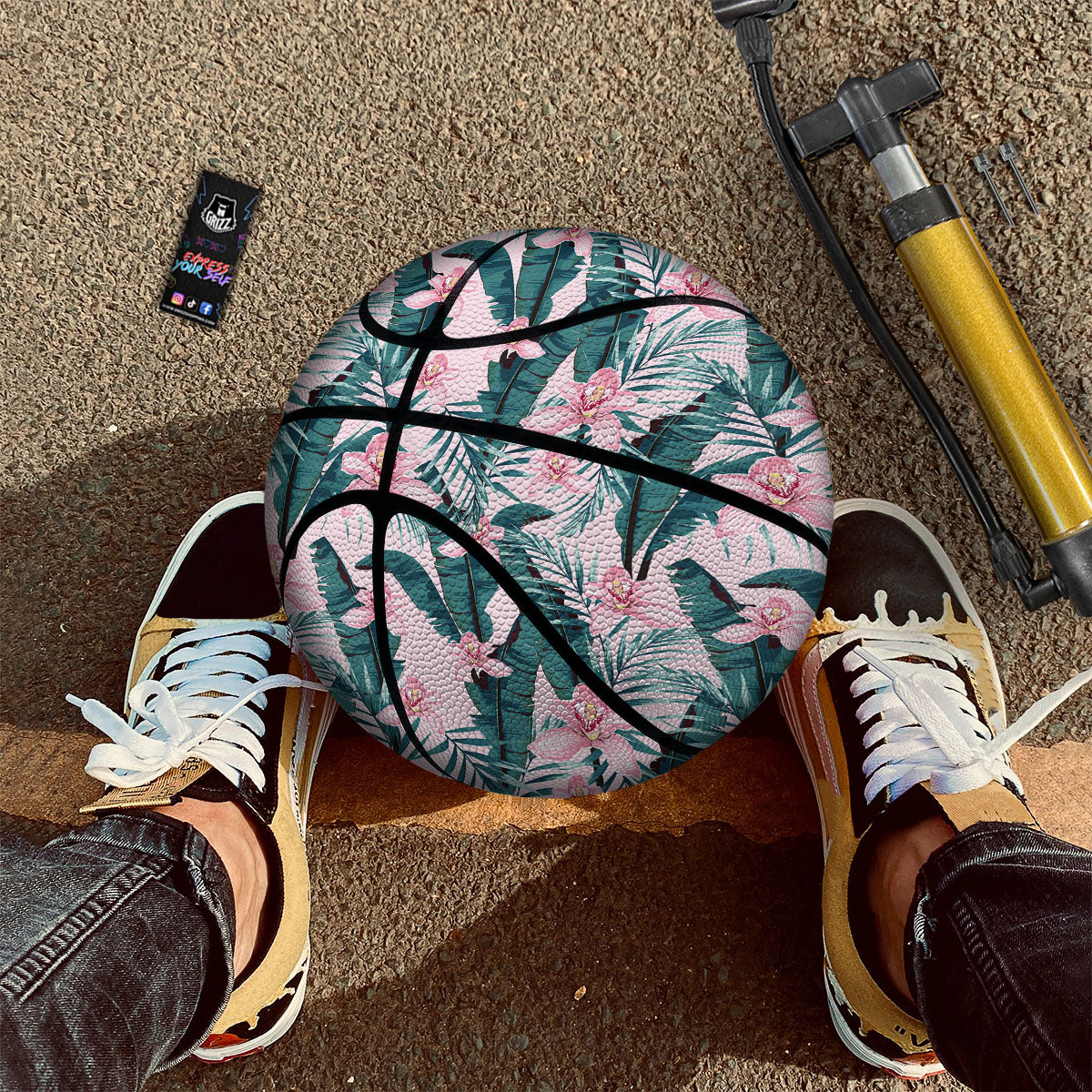 Tropical Pink Hawaiian Print Pattern Basketball-grizzshop