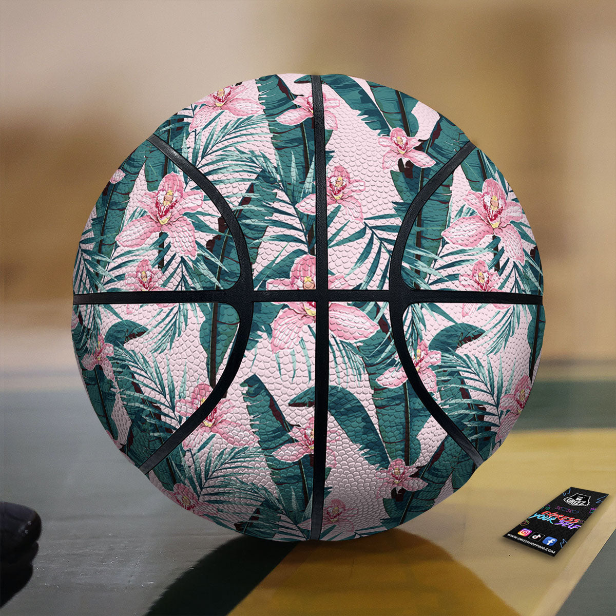 Tropical Pink Hawaiian Print Pattern Basketball-grizzshop