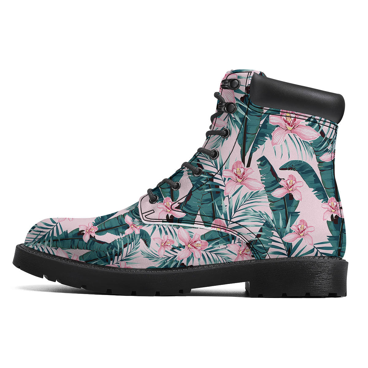 Tropical Pink Hawaiian Print Pattern Boots-grizzshop