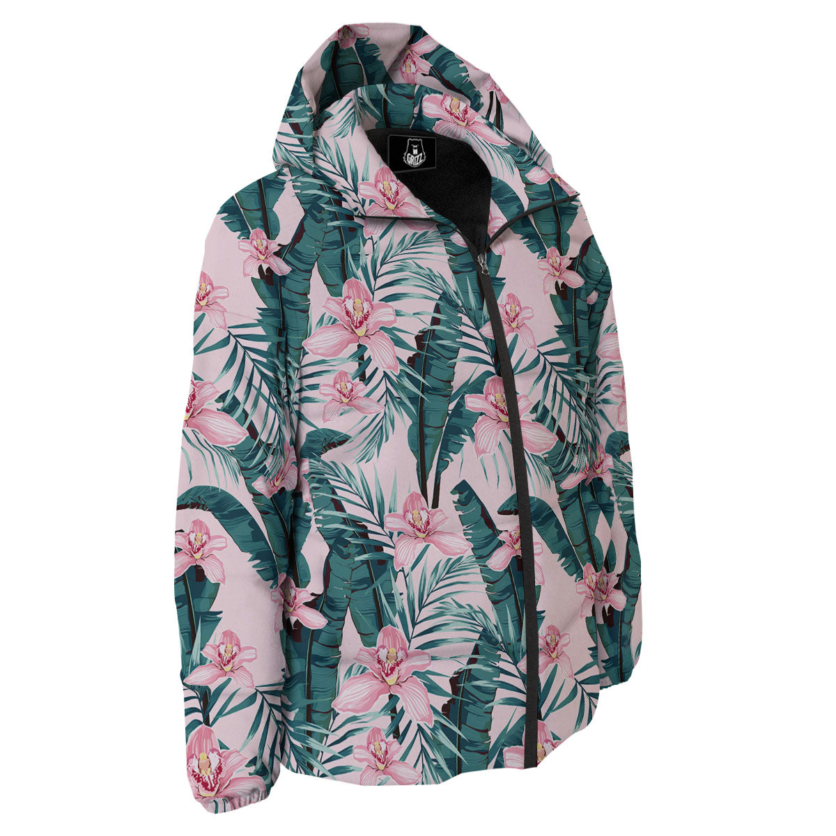 Tropical Pink Hawaiian Print Pattern Down Jacket-grizzshop