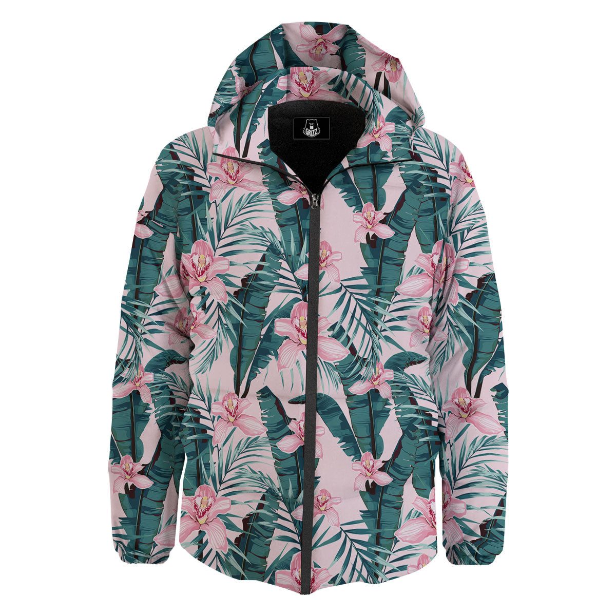 Tropical Pink Hawaiian Print Pattern Down Jacket-grizzshop