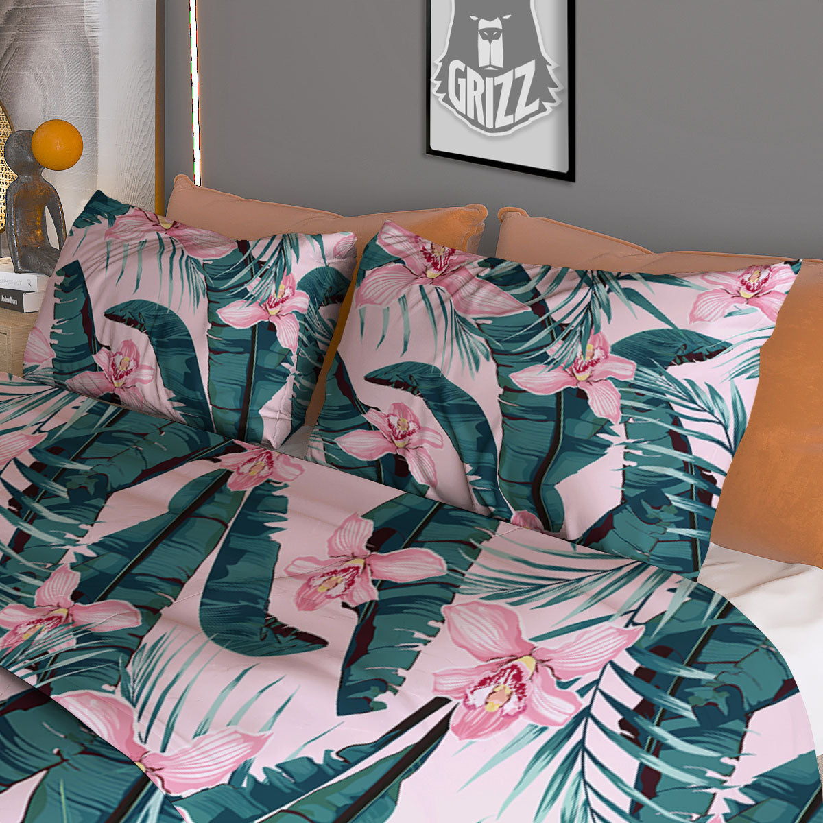 Tropical Pink Hawaiian Print Pattern Duvet Cover Bedding Set