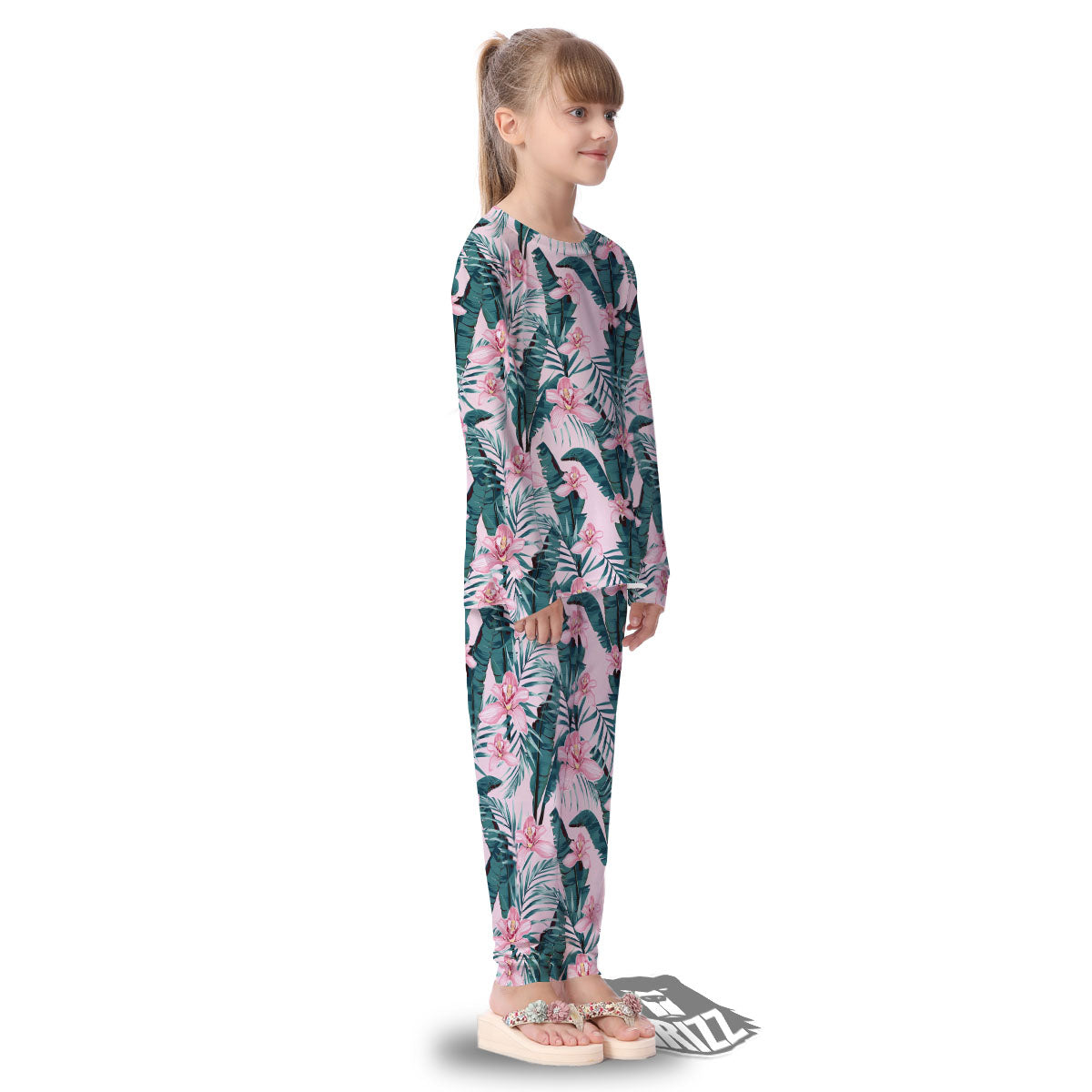 Tropical Pink Hawaiian Print Pattern Kid's Pajamas-grizzshop
