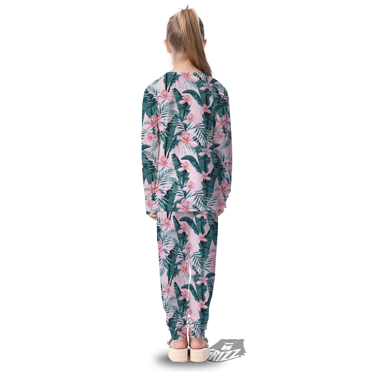 Tropical Pink Hawaiian Print Pattern Kid's Pajamas-grizzshop