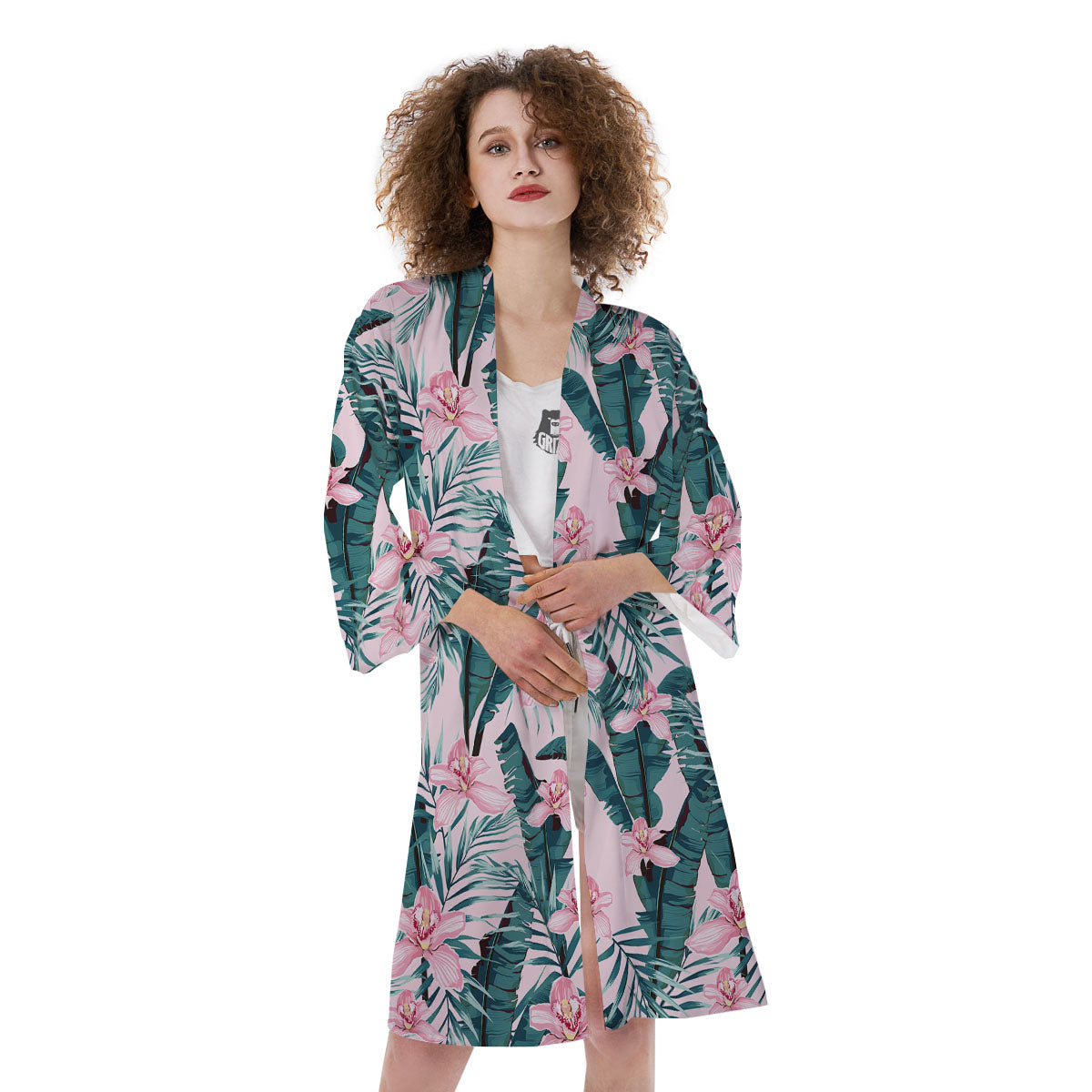 Tropical Pink Hawaiian Print Pattern Kimono-grizzshop