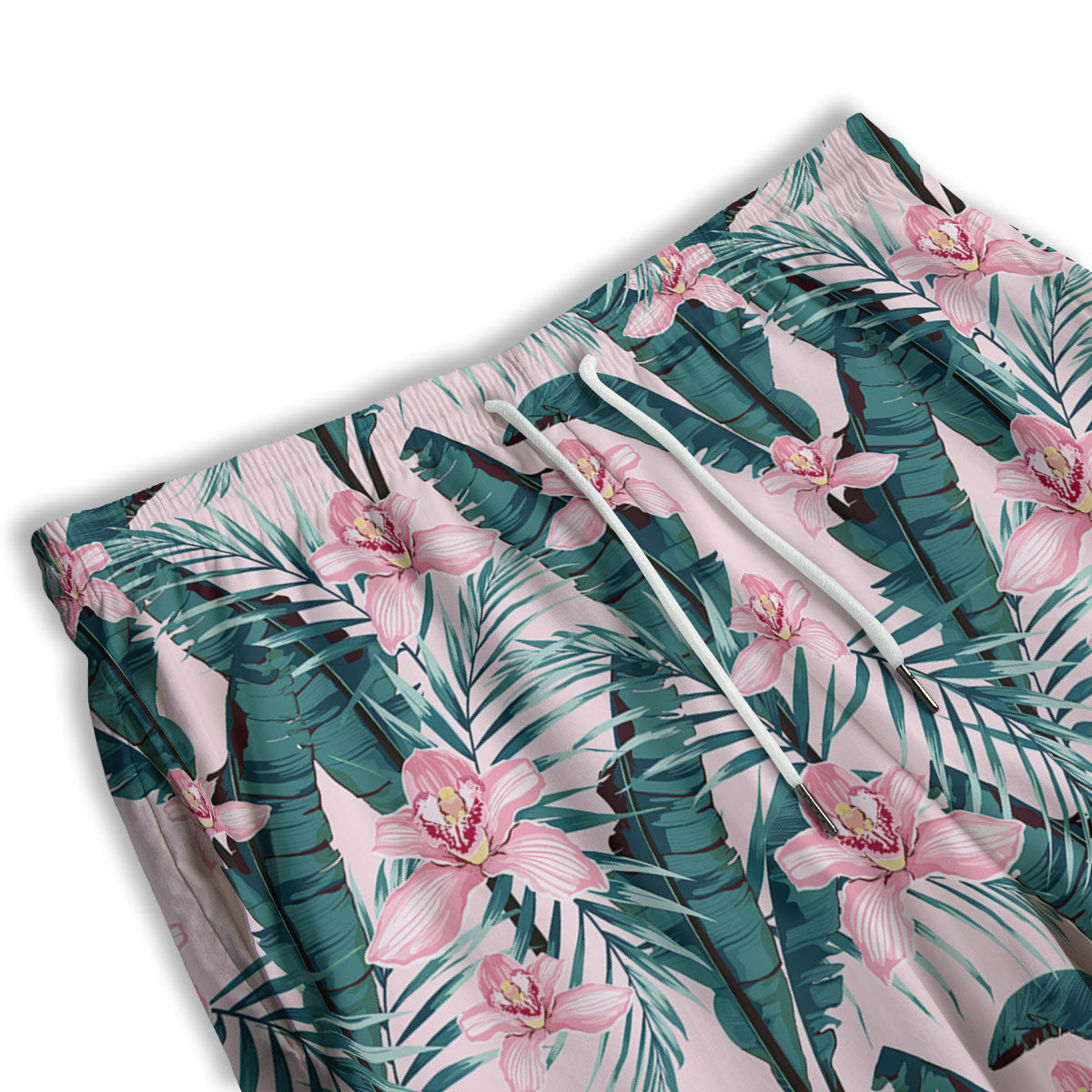 Tropical Pink Hawaiian Print Pattern Men's Athletic Shorts