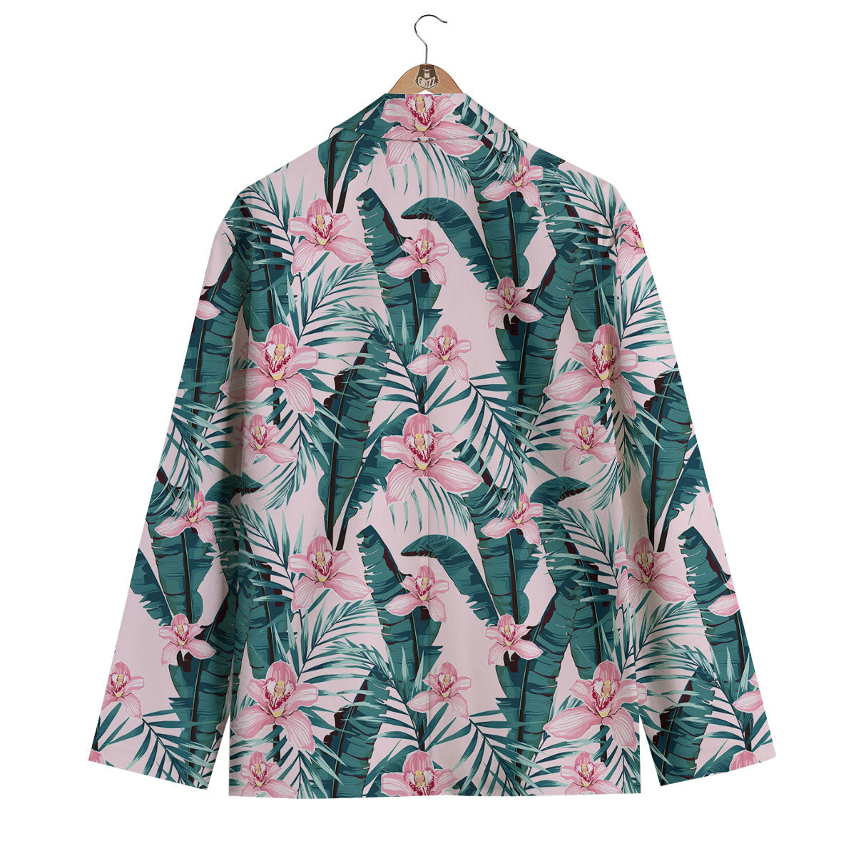 Tropical Pink Hawaiian Print Pattern Men's Blazer-grizzshop