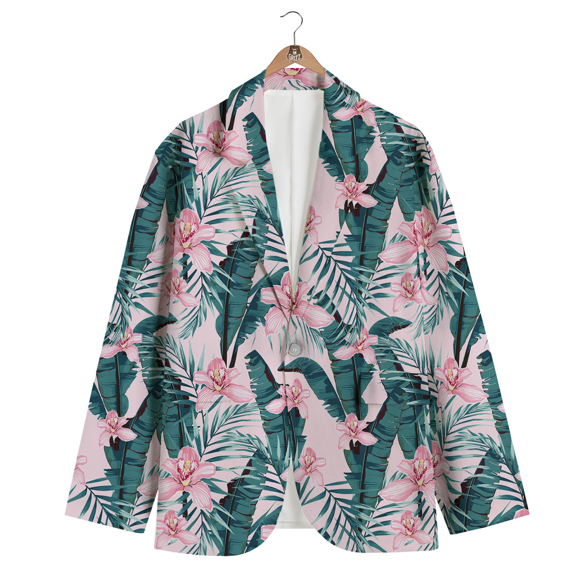 Tropical Pink Hawaiian Print Pattern Men's Blazer-grizzshop