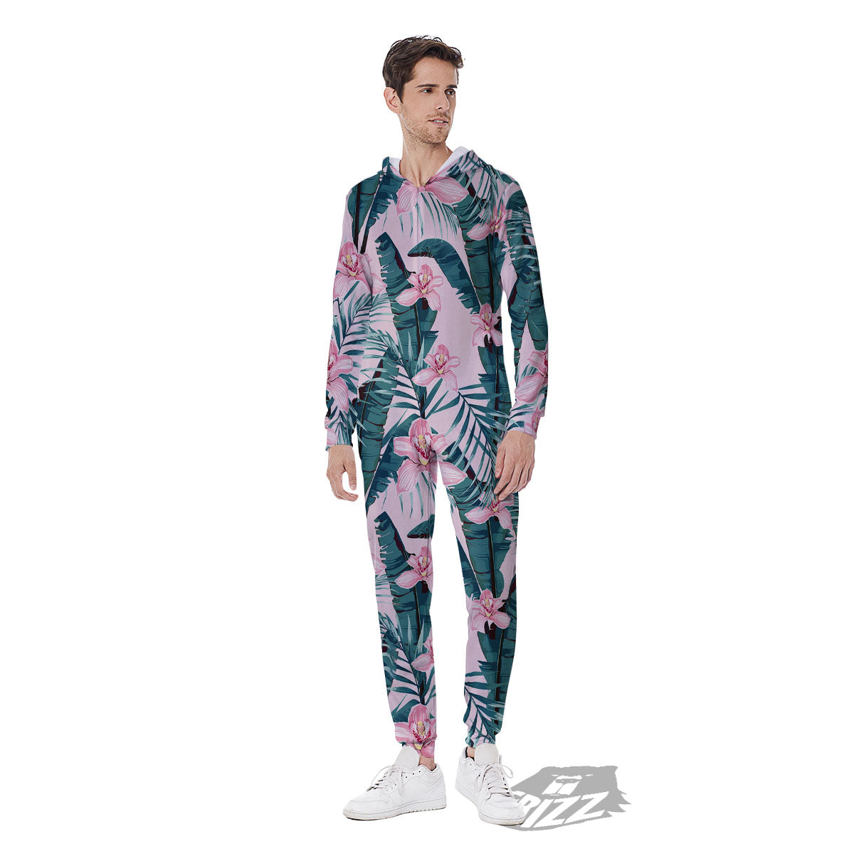 Tropical Pink Hawaiian Print Pattern Men's Jumpsuit-grizzshop