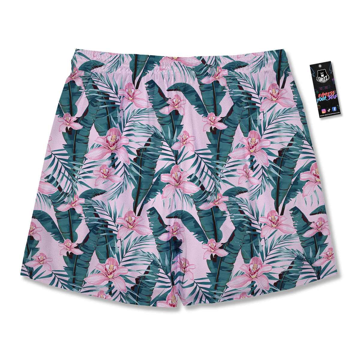 Tropical Pink Hawaiian Print Pattern Men's Running Shorts-grizzshop