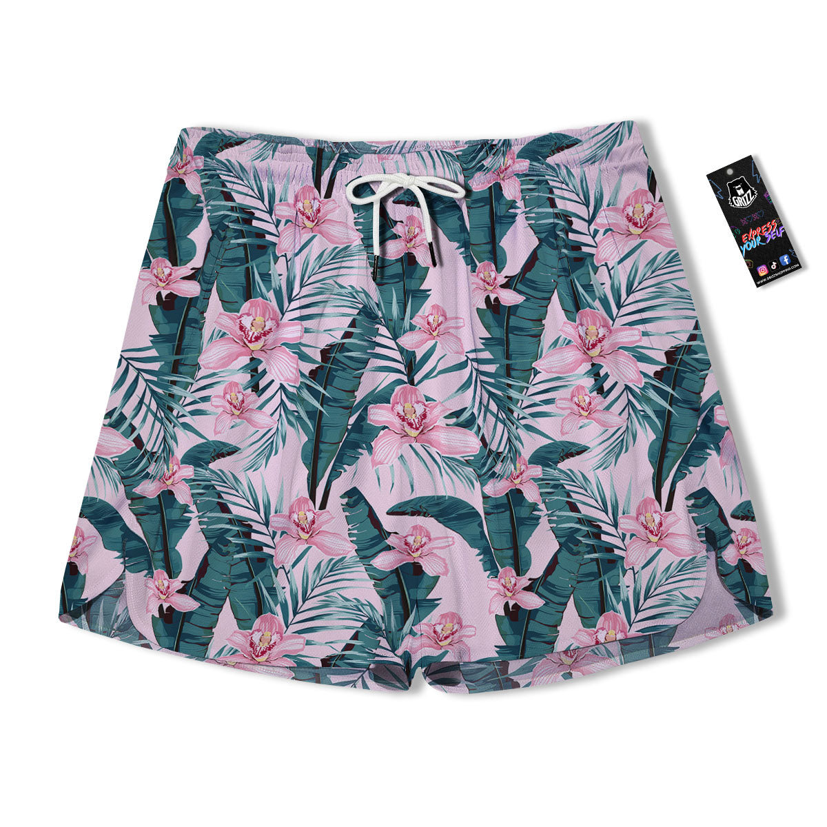 Tropical Pink Hawaiian Print Pattern Men's Running Shorts-grizzshop