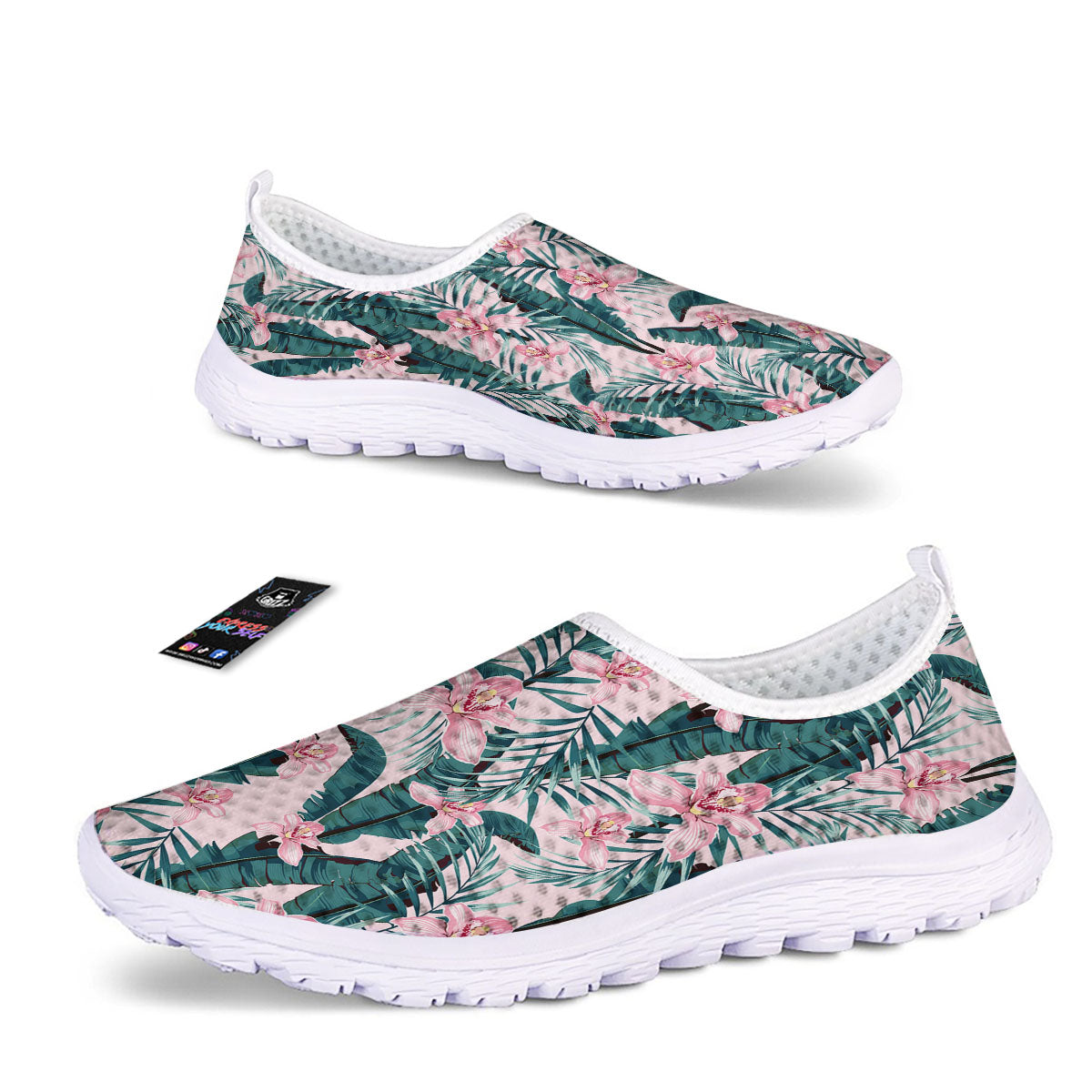 Tropical Pink Hawaiian Print Pattern Nurse Shoes-grizzshop