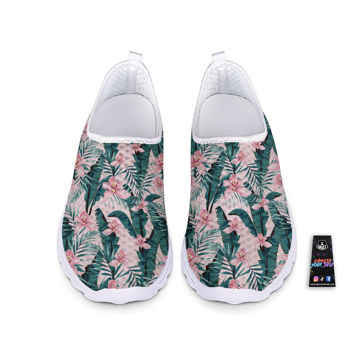 Tropical Pink Hawaiian Print Pattern Nurse Shoes-grizzshop