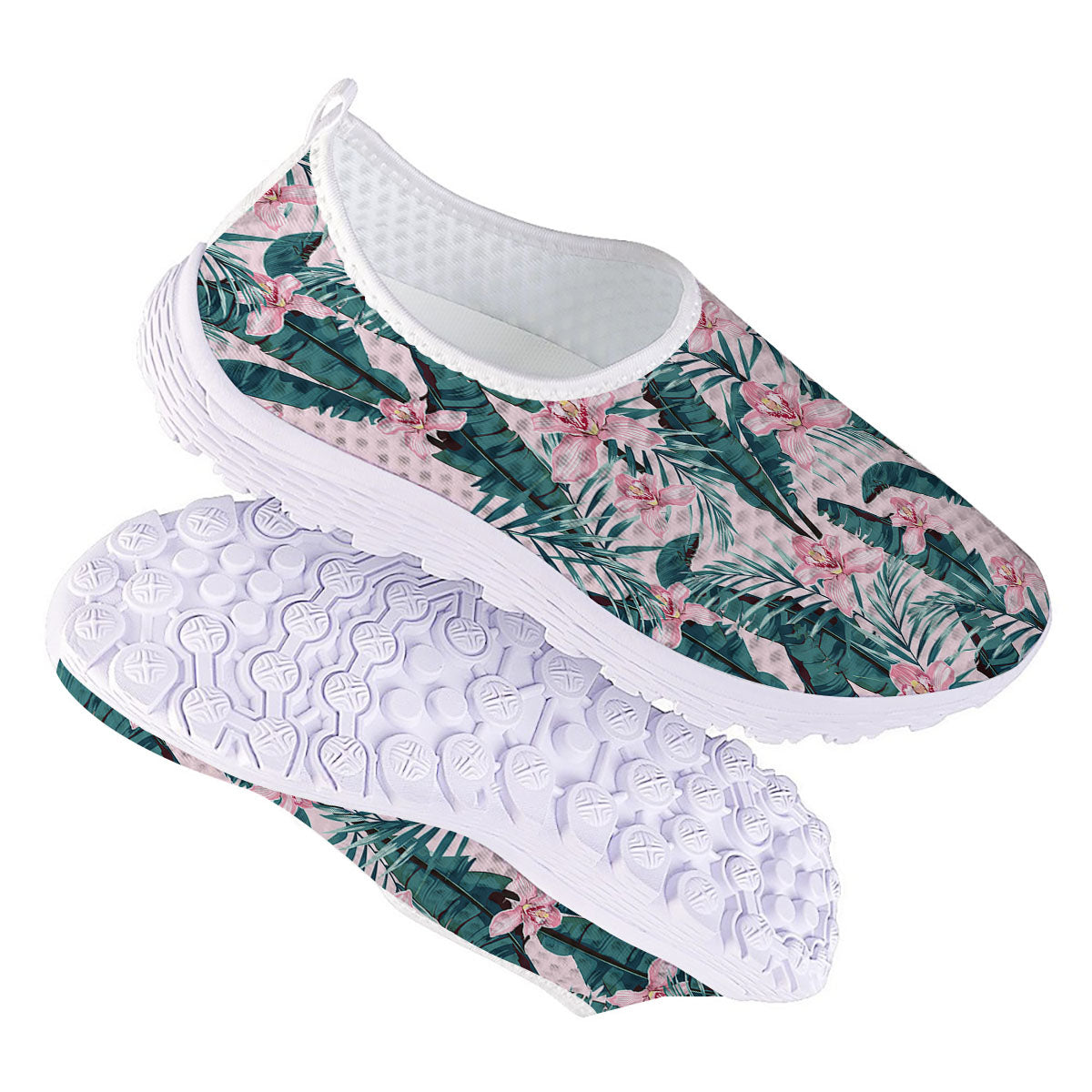 Tropical Pink Hawaiian Print Pattern Nurse Shoes-grizzshop