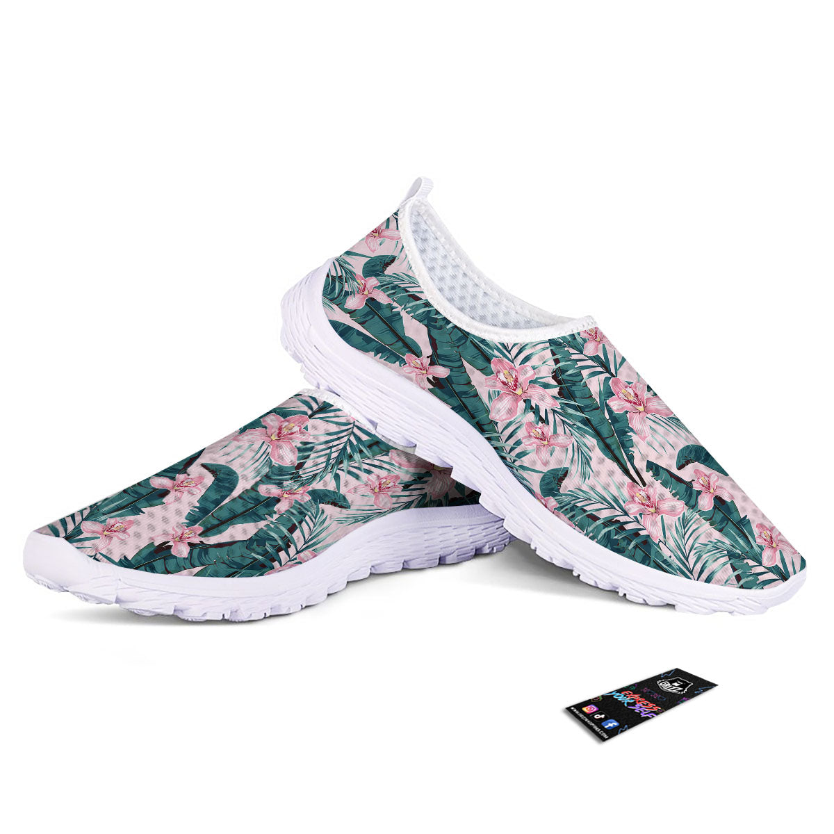 Tropical Pink Hawaiian Print Pattern Nurse Shoes-grizzshop