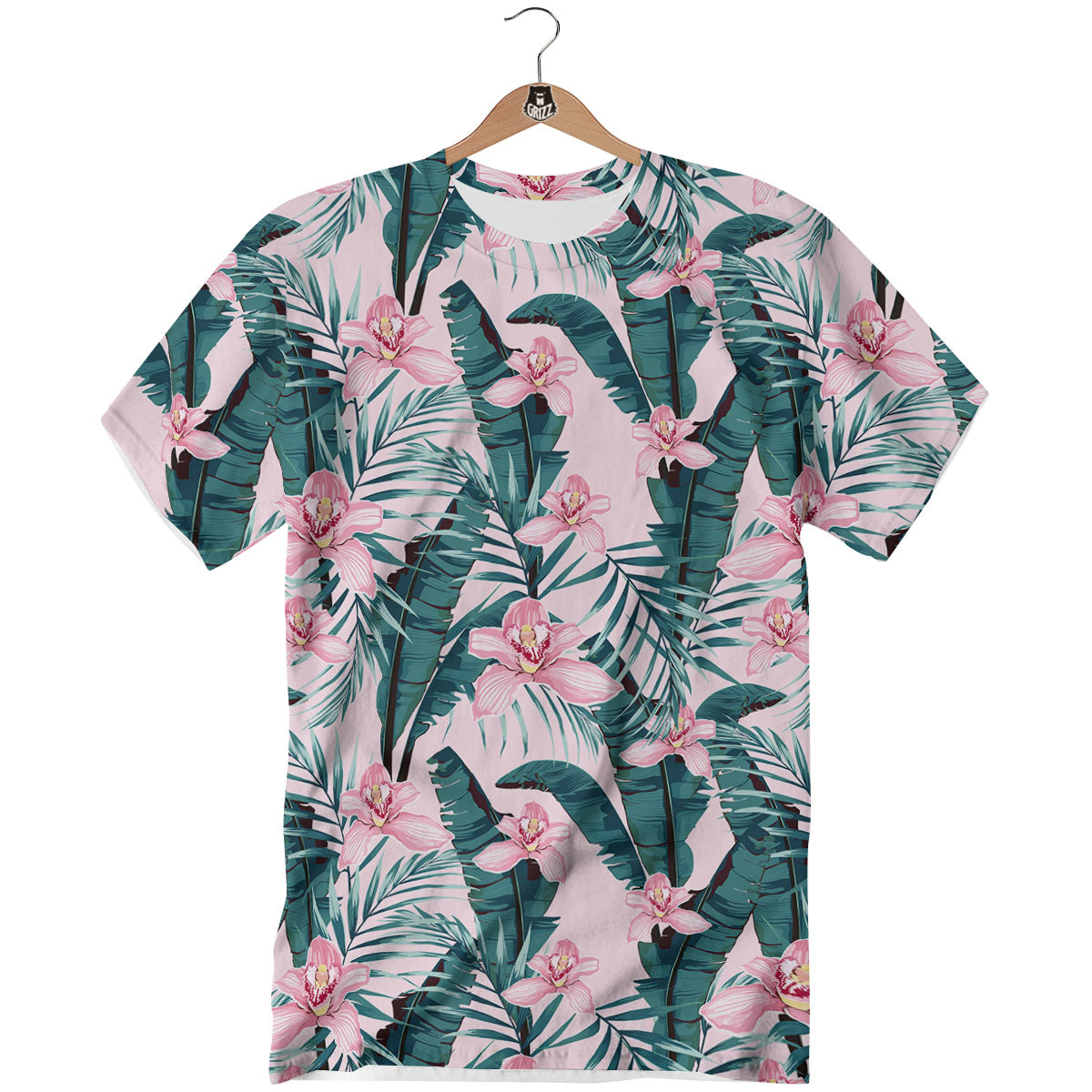 Tropical Pink Hawaiian Print Pattern T-Shirt-grizzshop