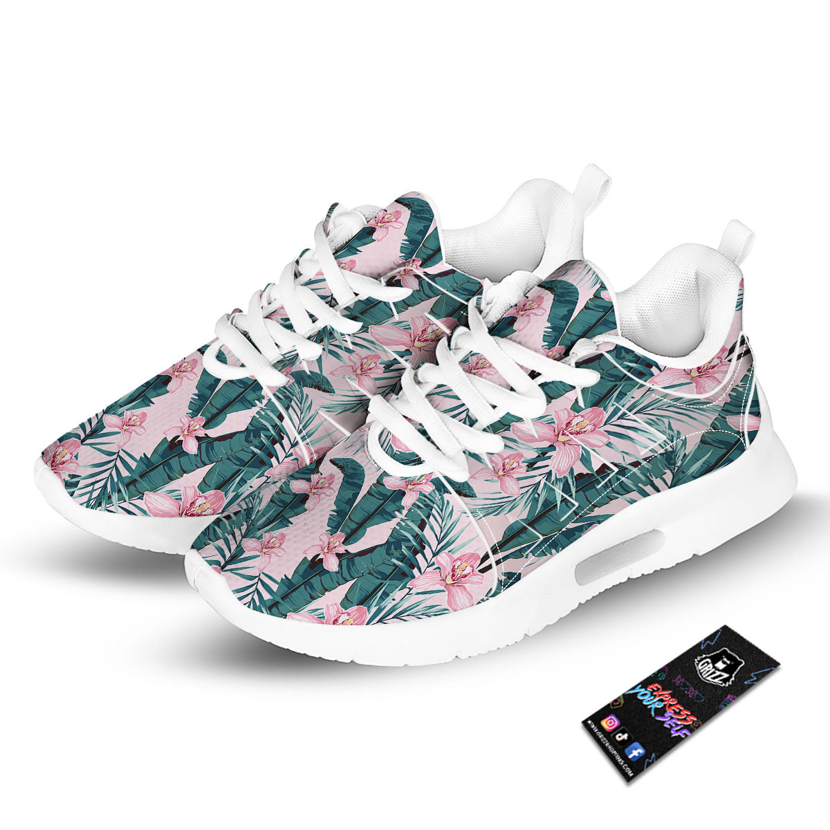 Tropical Pink Hawaiian Print Pattern Tennis Shoes-grizzshop