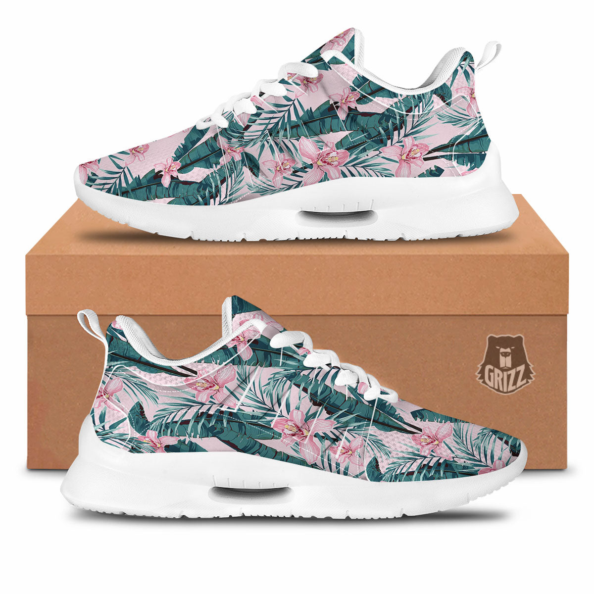 Tropical Pink Hawaiian Print Pattern Tennis Shoes-grizzshop