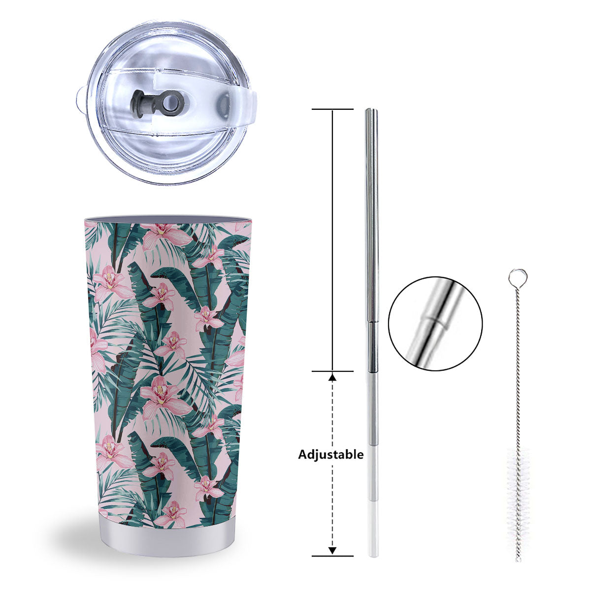 Tropical Pink Hawaiian Print Pattern Tumbler-grizzshop