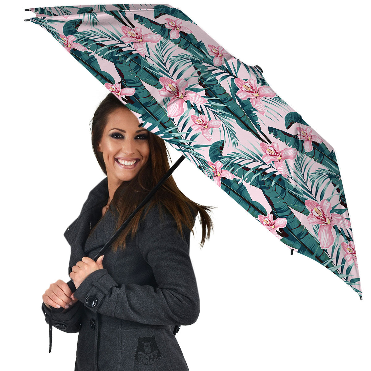 Tropical Pink Hawaiian Print Pattern Umbrella-grizzshop