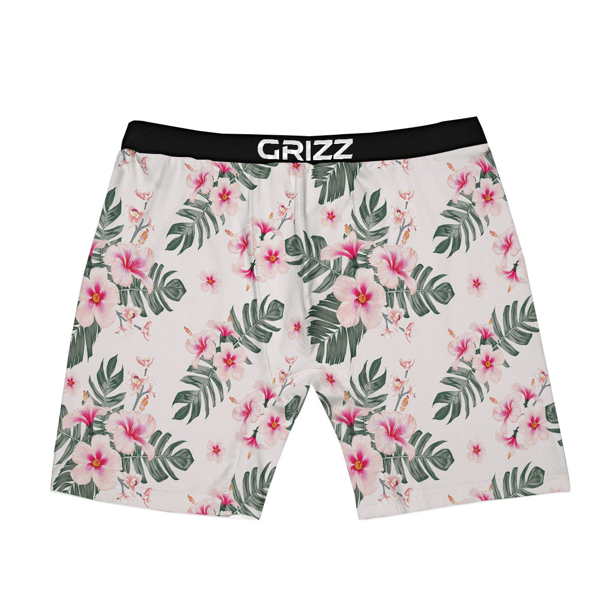 Tropical Pink Hibiscus Print Pattern Boxer Briefs-grizzshop