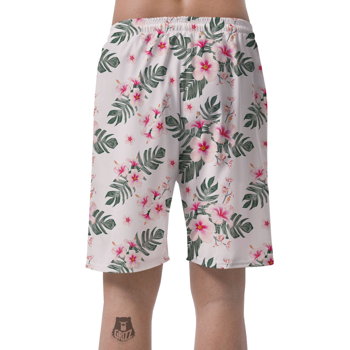 Tropical Pink Hibiscus Print Pattern Men's Shorts-grizzshop