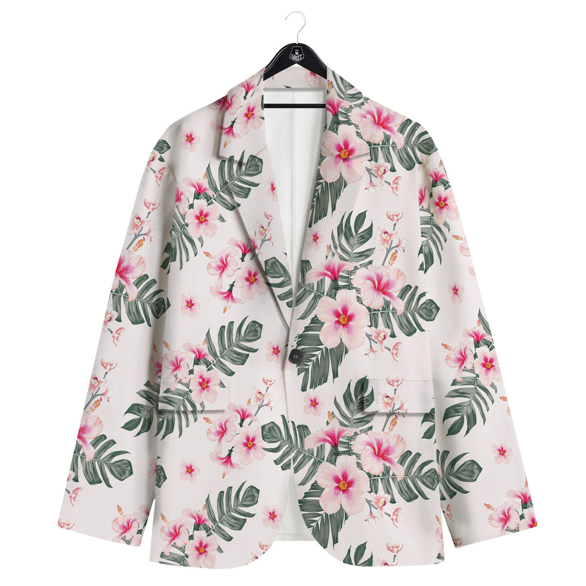 Tropical Pink Hibiscus Print Pattern Men's Sport Coat-grizzshop