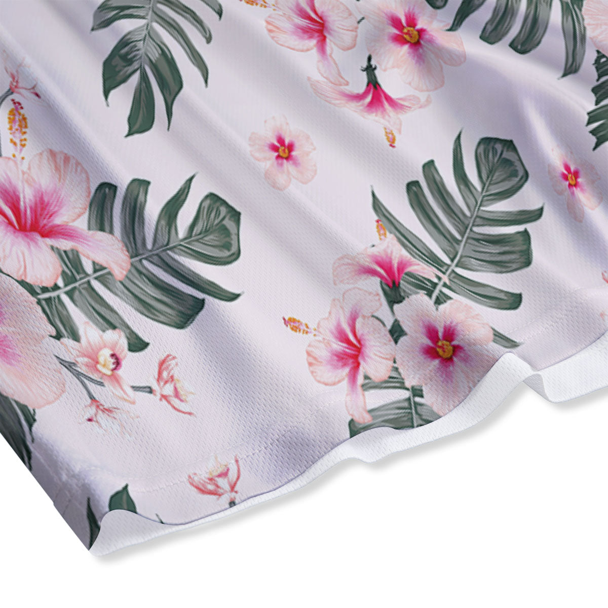Tropical Pink Hibiscus Print Pattern Mesh Shorts