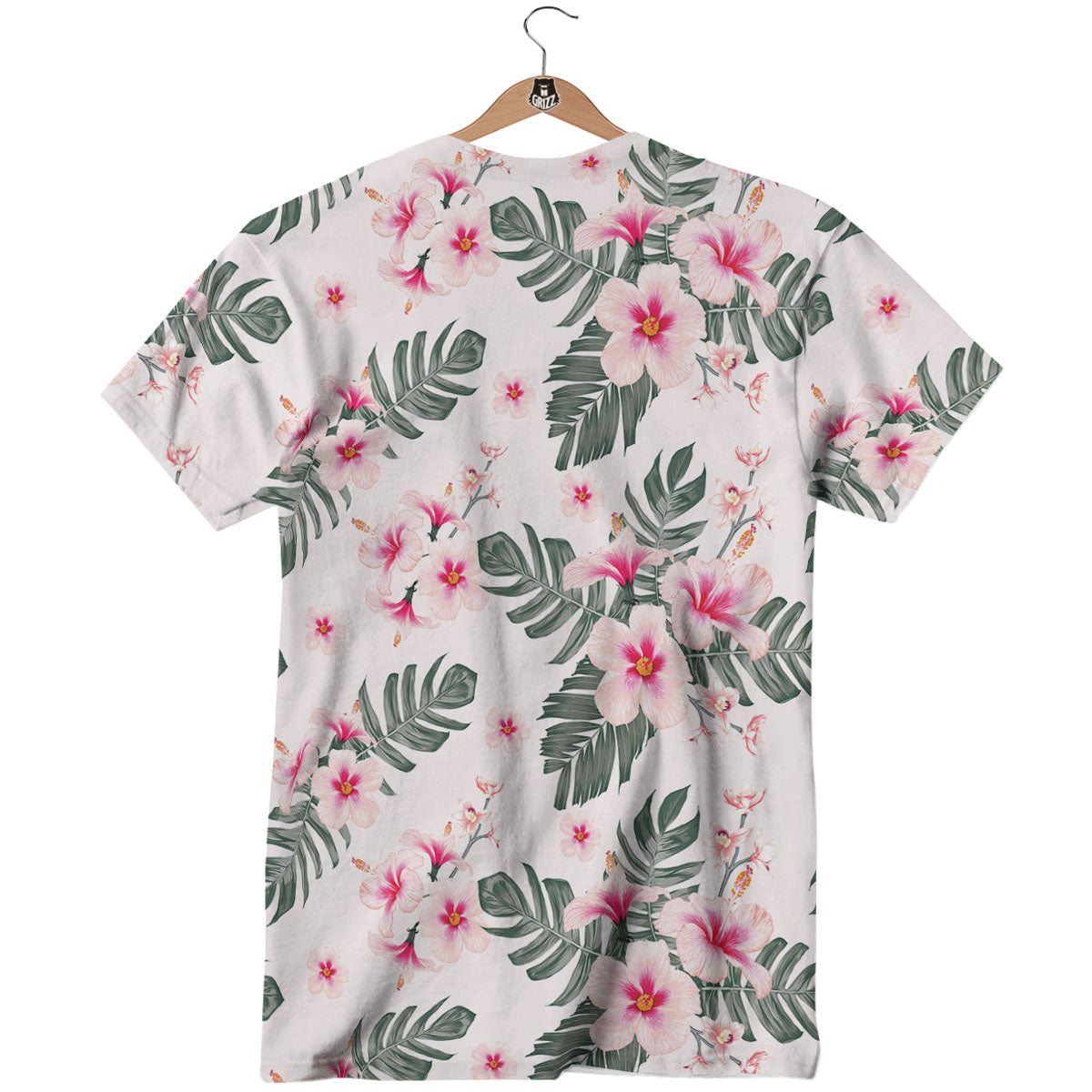 Tropical Pink Hibiscus Print Pattern T-Shirt-grizzshop