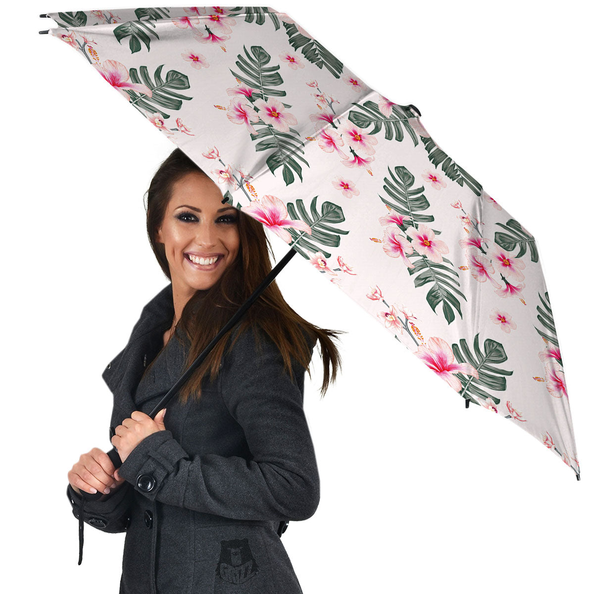 Tropical Pink Hibiscus Print Pattern Umbrella-grizzshop