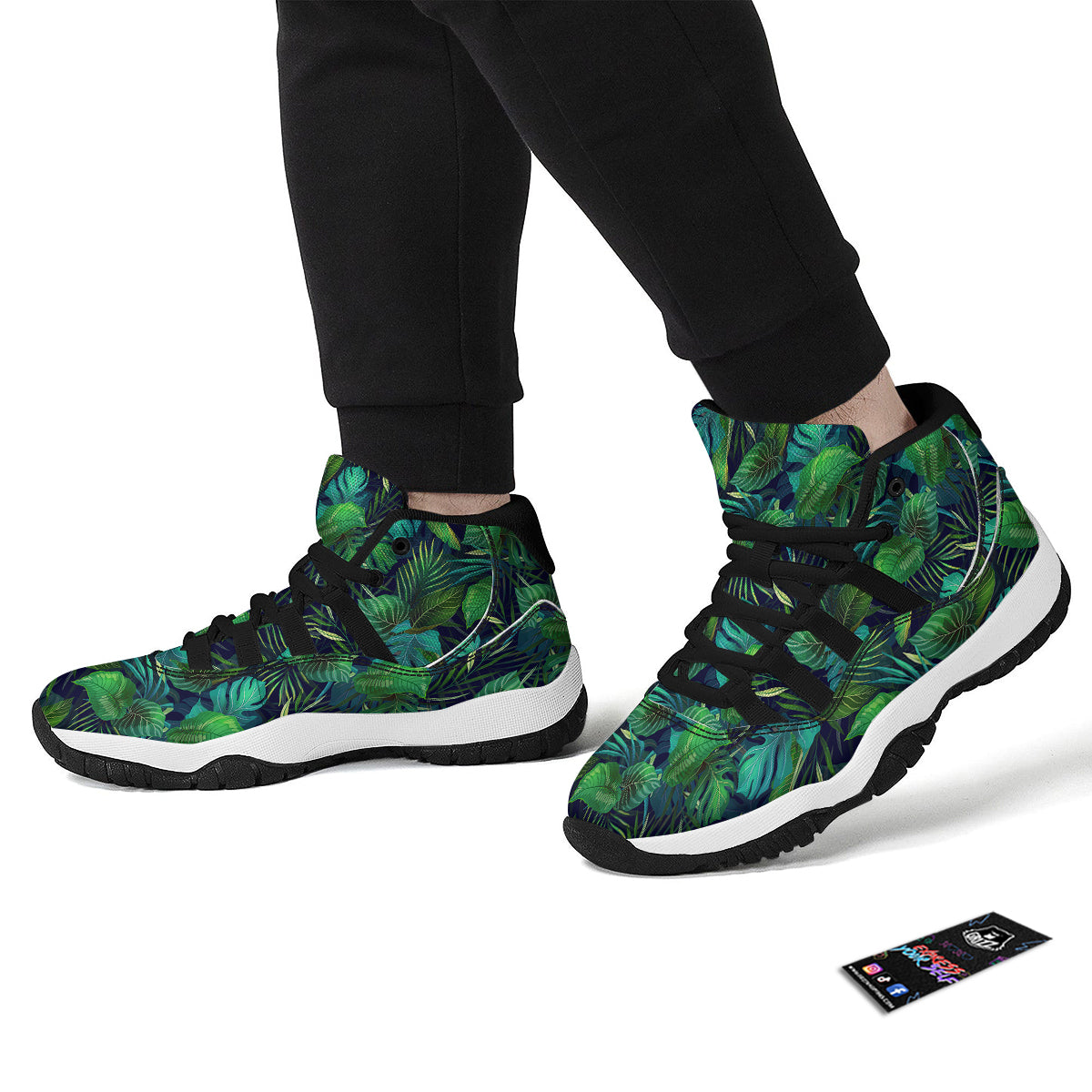 Tropical Plants Hawaiian Print Pattern Black Bball Shoes-grizzshop