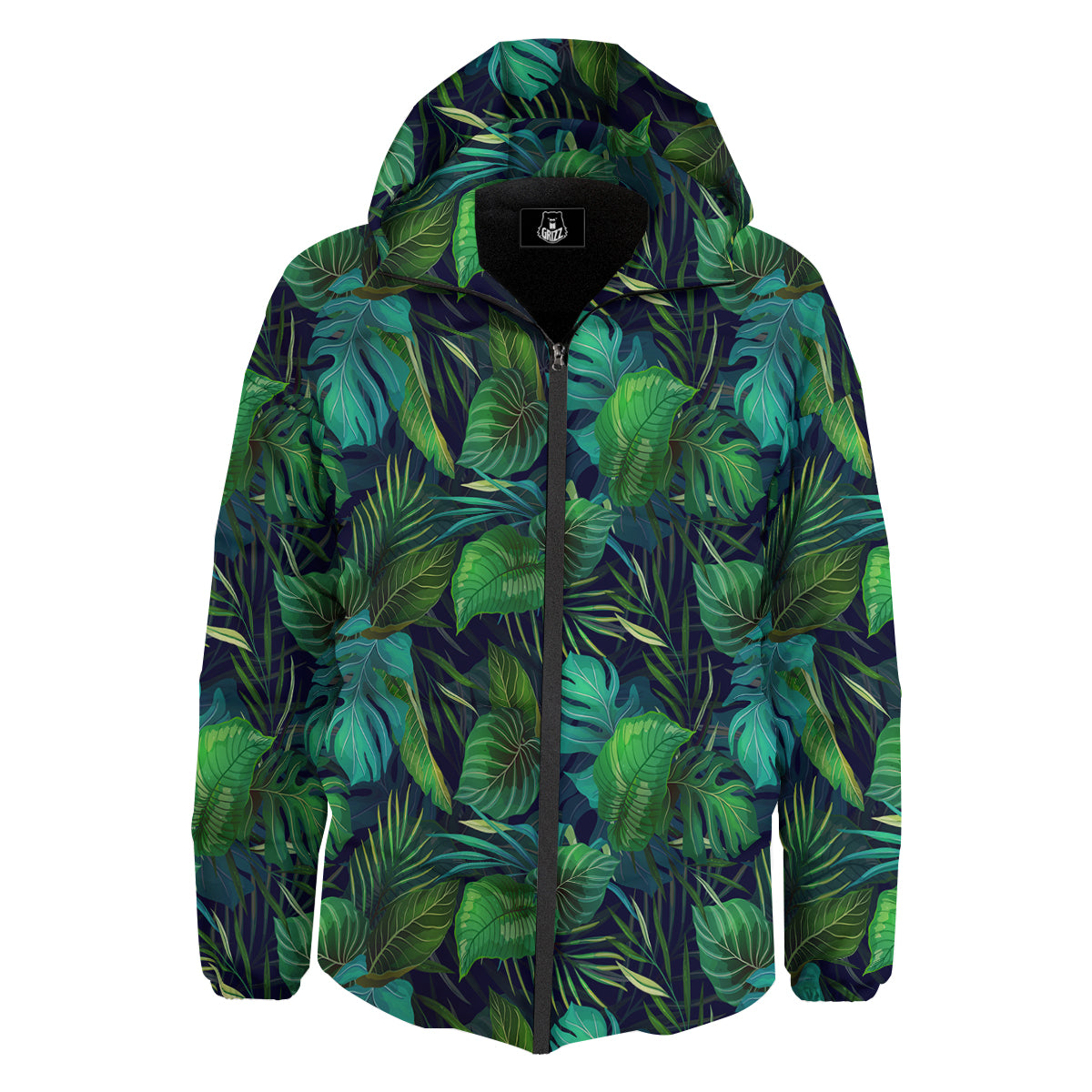 Tropical Plants Hawaiian Print Pattern Down Jacket-grizzshop