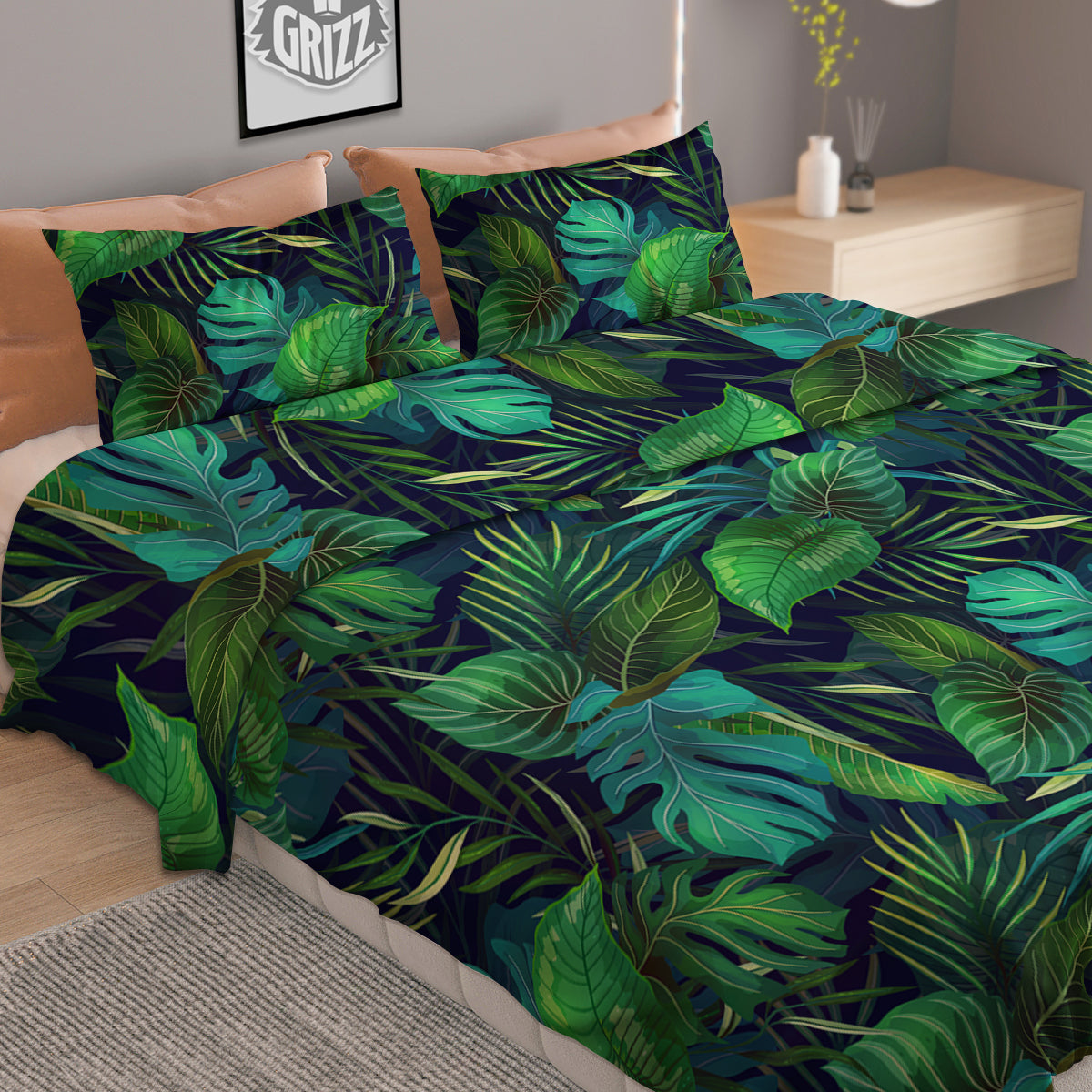 Tropical Plants Hawaiian Print Pattern Duvet Cover Bedding Set