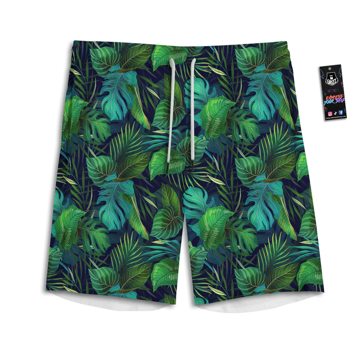 Tropical Plants Hawaiian Print Pattern Men's Athletic Shorts