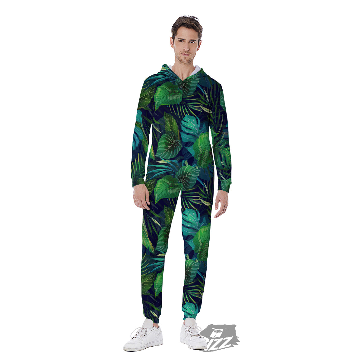 Tropical Plants Hawaiian Print Pattern Men's Jumpsuit-grizzshop