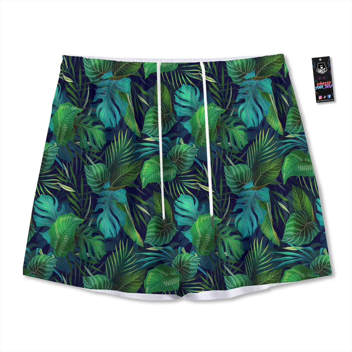 Tropical Plants Hawaiian Print Pattern Mesh Shorts