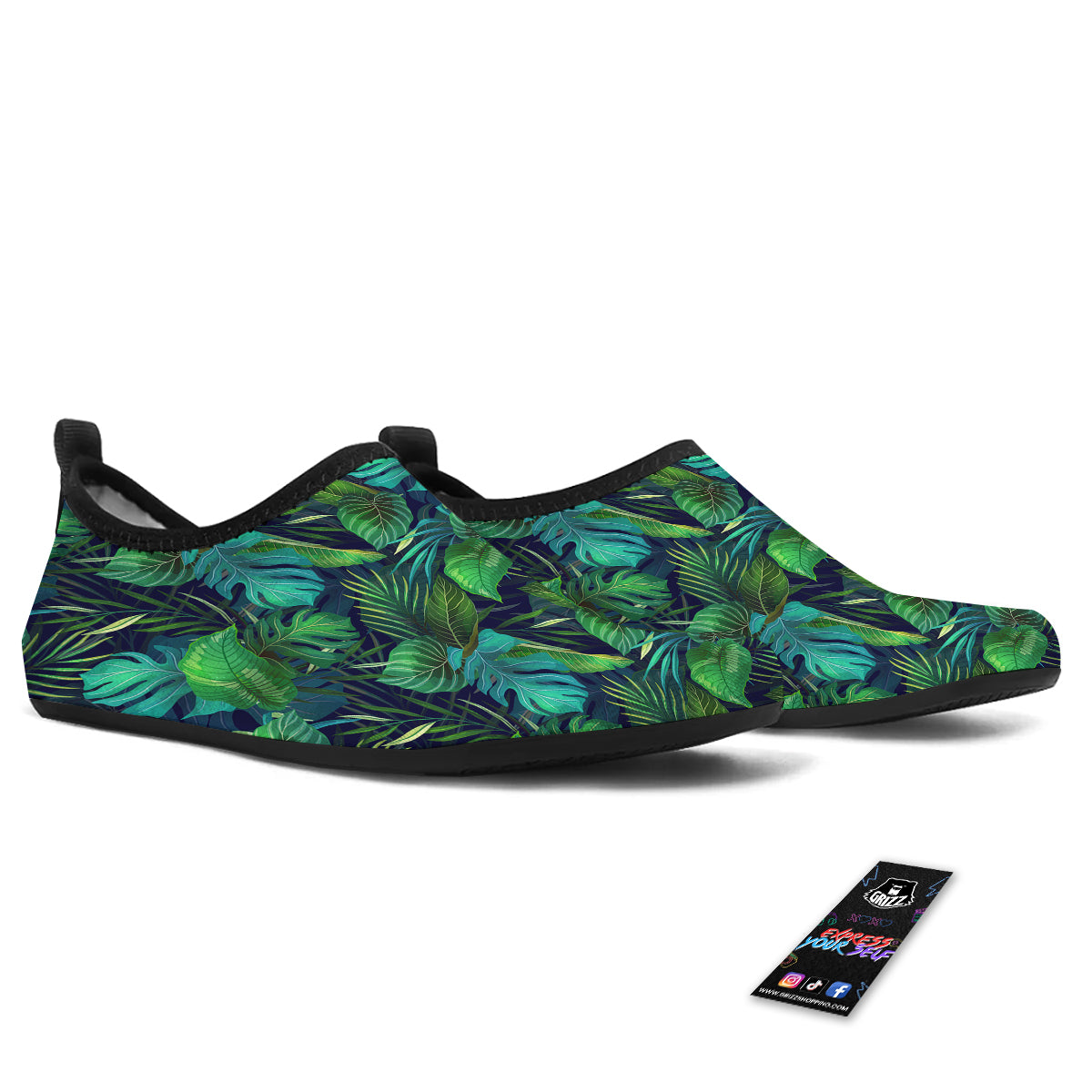 Tropical Plants Hawaiian Print Pattern Water Shoes-grizzshop