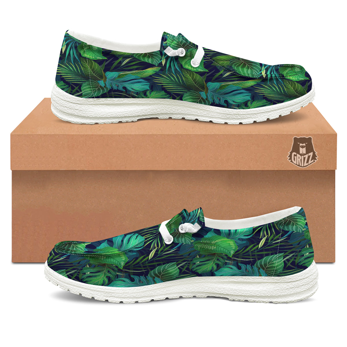 Tropical Plants Hawaiian Print Pattern White Loafers-grizzshop