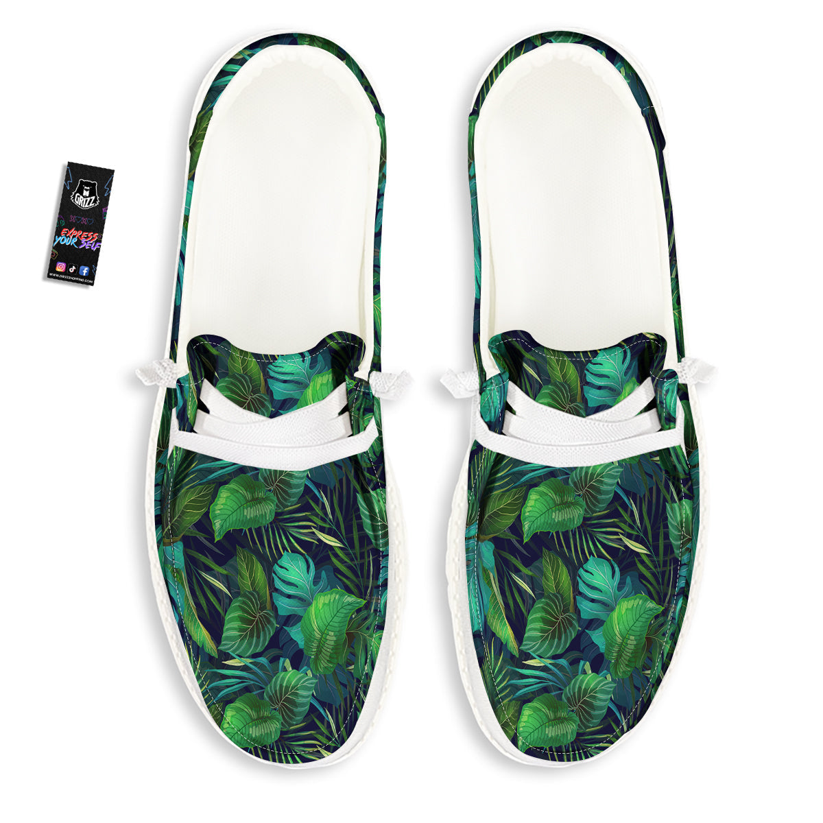 Tropical Plants Hawaiian Print Pattern White Loafers-grizzshop