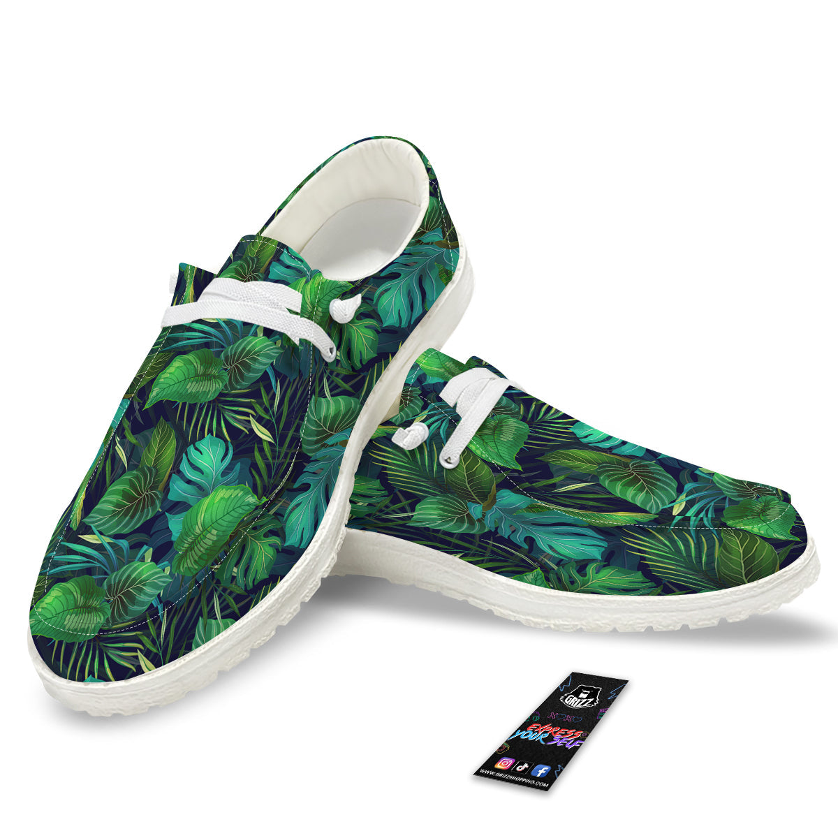 Tropical Plants Hawaiian Print Pattern White Loafers-grizzshop