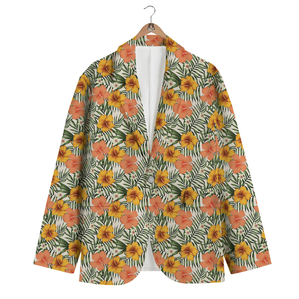 Tropical Plumeria Men's Blazer-grizzshop