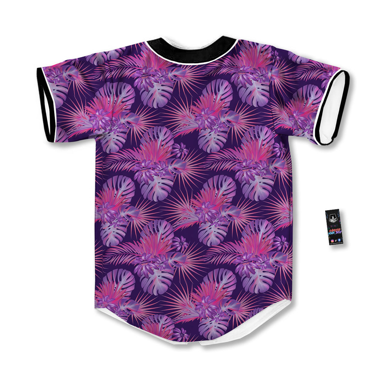 Tropical Purple Print Pattern Baseball Jersey-grizzshop