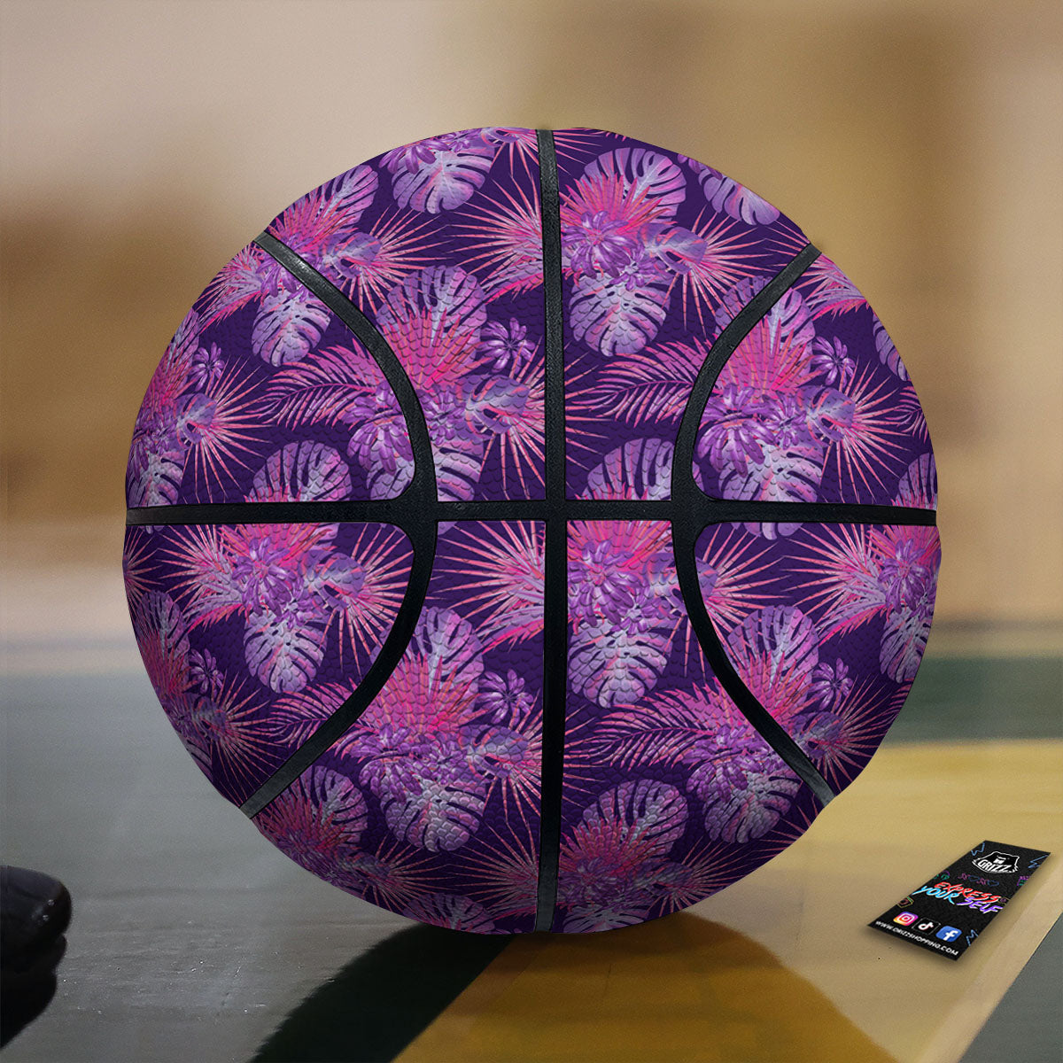 Tropical Purple Print Pattern Basketball-grizzshop