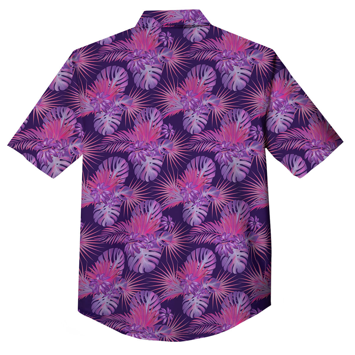 Tropical Purple Print Pattern Button Up Shirt-grizzshop