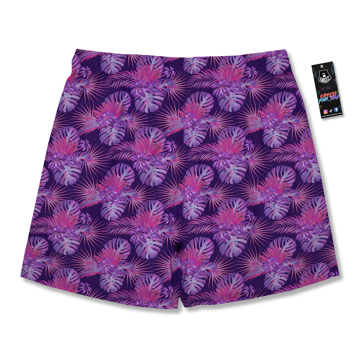 Tropical Purple Print Pattern Men's Running Shorts-grizzshop