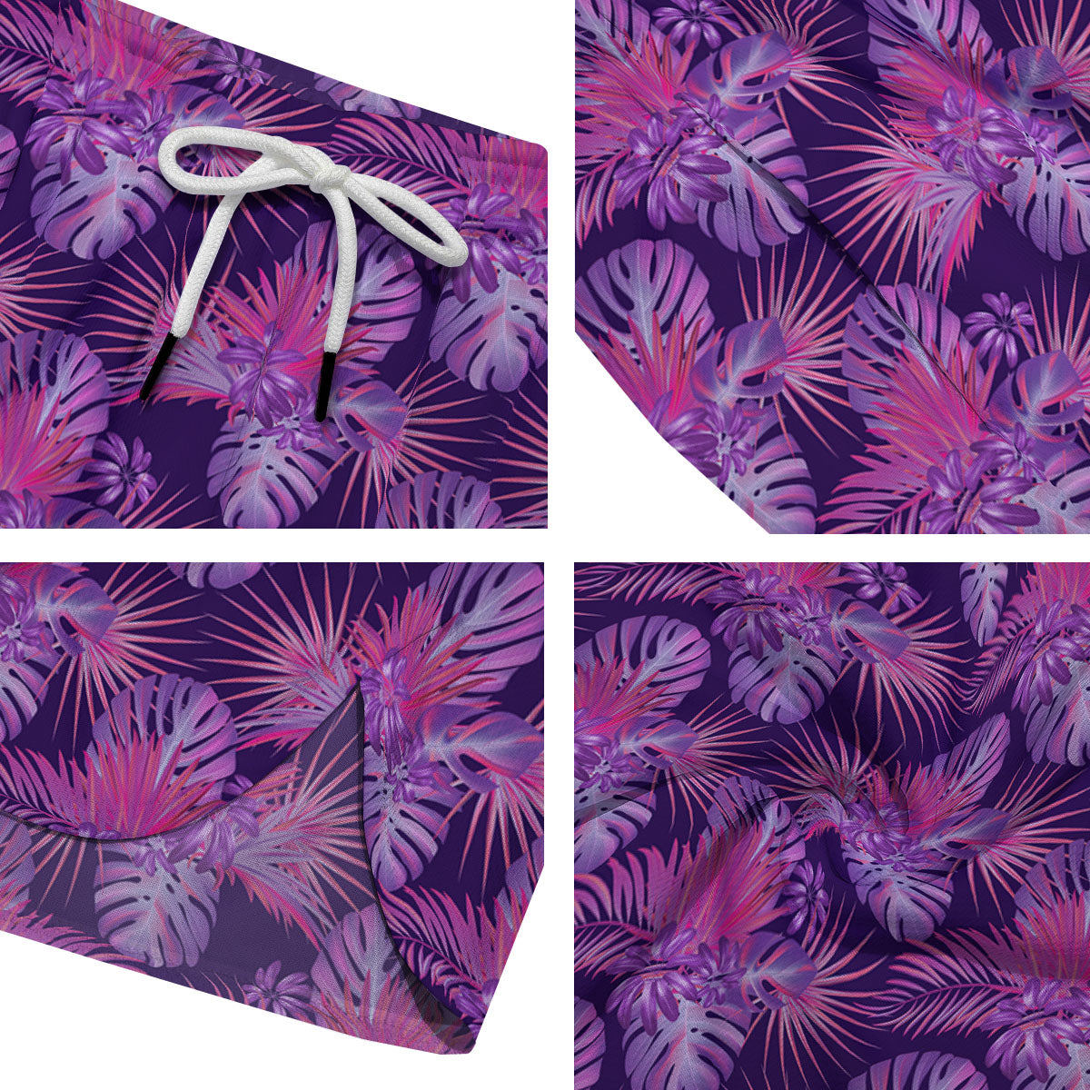Tropical Purple Print Pattern Men's Running Shorts-grizzshop