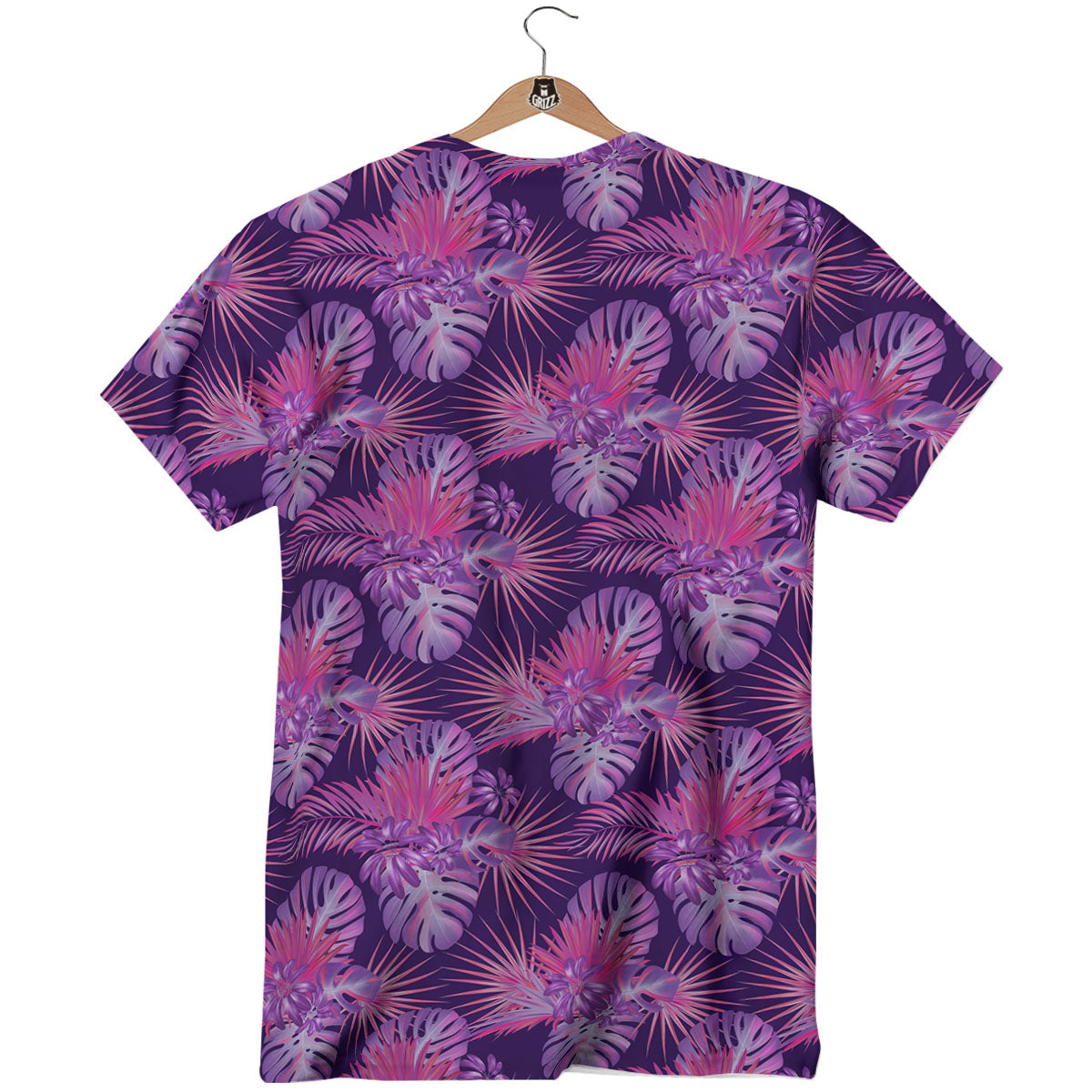 Tropical Purple Print Pattern T-Shirt-grizzshop